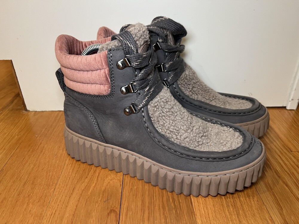 Sam Edelman Boots Womens Size 8.5 Gray Shearling Quilted Ankle Booties REVE